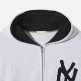 NY Crop Embroidered Zip-Up Hoodie