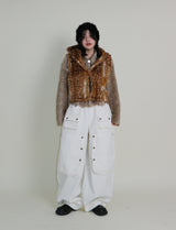 Tier Bambi Fake Fur Hooded Vest (Short Quilted)