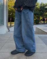 Low curve cargo denim jeans (Black)