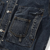 Bleach dyeing trucker jacket / Vintage indigo
