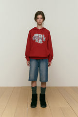 LOWKEY BOOK CLUB LETTERING RAGLAN HOODIE [RED]