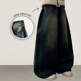 Judd side pin tuck incision denim wide pants 