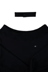 [ID] Logo Off-Shoulder Sweatshirt (Choker Set) (Black)