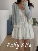 Back banding cotton cancan skirt(2color)