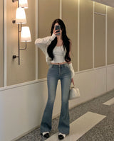 [BELLIDE MADE] Wannabe Low Rise Slit Flare Denim Pants