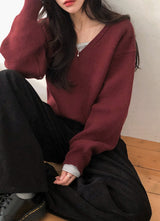 Round Or V-neck Daily Basic Knit (10color / 2type)