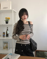 Pouch Multi Stripe One-Shoulder Long Sleeve