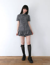 CHECK RIBBON SHIRTS(BLACK)