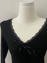 Lace Ribbon Long Sleeve