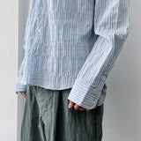 Crinkled Striped Oversized Shirt