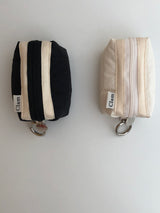 Clam Mini key ring round pouch _ Quilting black