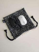 terazzo flat string pouch bag - black L