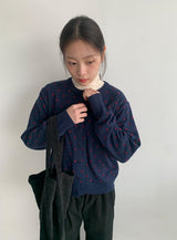 Yuhri Dot Round Knit Cardigan