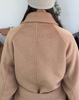 Aren Wool Raglan Belted Long Coat