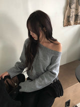 Luke One-Shoulder Boat Neck Loose Fit Knit