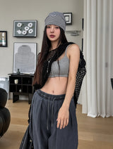 Nor ボタンワッフルクロップトップ (+ With Cup)