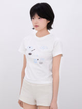 Baking Print T-Shirt(BLUE)