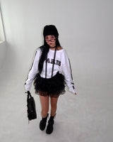 Lace Choker Muffler Set Cropped Sweatshirt