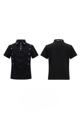 Sequin Buckle Polo Shirt