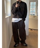 [Unisex] ヘアリークロップラウンドニットカーディガン(3color)