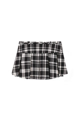 Hugging ribbon pleated skirt, Checked