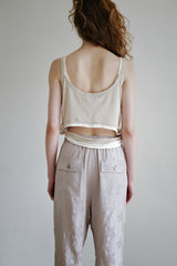 Linen rayon jacquard pants, Grey