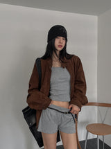 Rio High Neck Button Suede Jacket