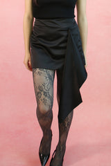 vintage flower lace tights (gray)