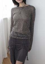 FLOWER LACE SLEEVE TEE (3color)