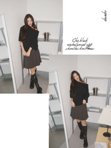 Chic black unbalanced off-shoulder knitwear