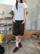 Chakin double knee rivet Bermuda Short denim pants
