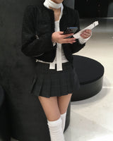 Low check button skirt