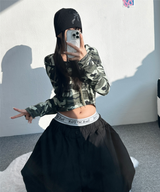 クロップミリタリーフーディ💚🖤