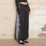 Smog Motif Wide String Sweatpants [Black]