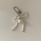 【ハンドメイド】パールリボンキーホルダー
