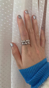 [Influencer]Star@Star@Star open silver ring