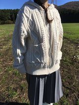 Heart knit zip-up