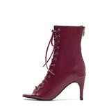 パテントレースアップオープントゥヒール(Burgundy)