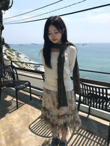 3カラー アオイ レース ヴィンテージ ロングスリーブ Tシャツ