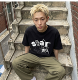 オーバーフィット クルーネック キラ スター ショートスリーブ Tシャツ ブラック