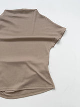 Brick Shirred Cap Sleeve T-shirt