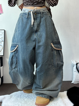 HIGH QUALITY 💍💎 LIP BALLOON PARACHUTE DENIM PANTS 🤎2 SIZE