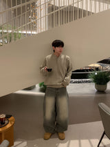  Gray Teen Wash Balloon Denim Pants