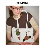 muva. 本革 折りたたみサイド 大容量 レトロ トートバッグ
