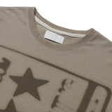 Sound wave artwork damage washing T-shirt (Beige)_1