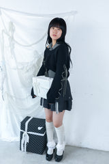 laceup ribbon knitset(black)