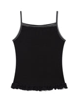 ST FRILL CONTRAST SLEEVELESS(BLACK)