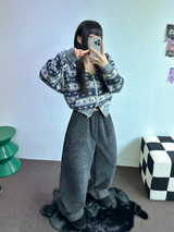 2ウェイ🤎 ノルディックフーディーセミクロッピードジップアップジャケット 🤎💙🩶2カラー
