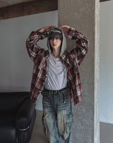 Wake check hooded shirt