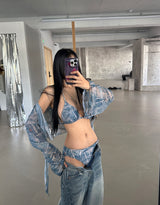 ベルテッドサイドワイドジーンズ